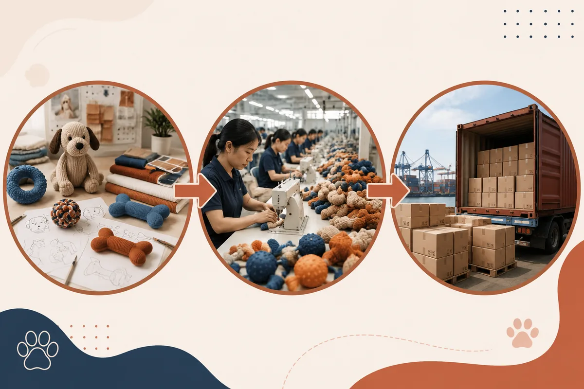 Tijdlijn voor het inkopen van huisdierspeelgoed op maat uit China: monsterontwikkeling, massaproductie en verzenddoorlooptijden
